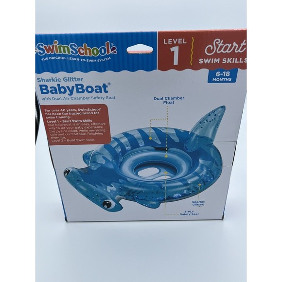 Swim School Baby Boat Level 1 Sharkie Glitter 32 Inch 6-18 Months Learn Swimming - Picture 12 of 16